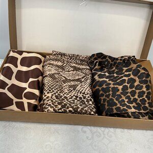 Dennis Basso Animal Print Satin Scarf Set of 3 - One Size Fits‎ Most A85775